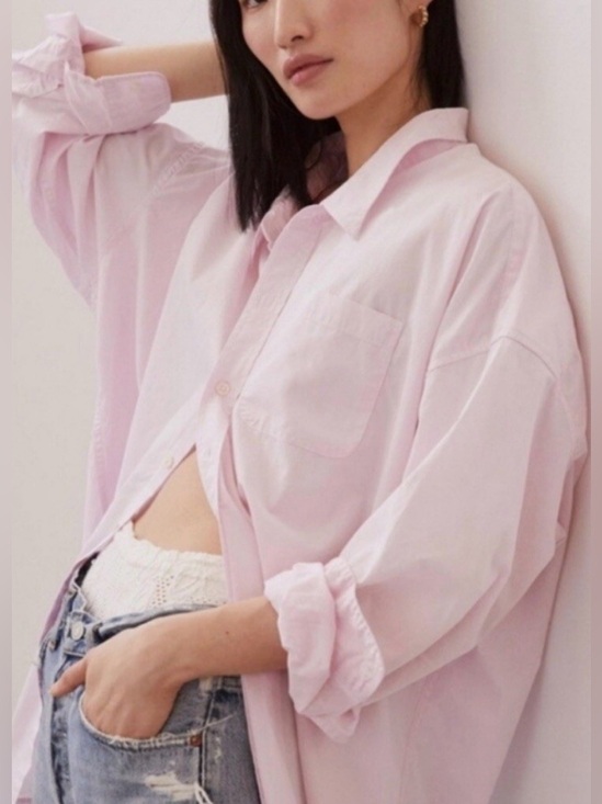 Maeve Tops - Maeve Anthropologie Bennet Light Pink Oversized Button-Down Shirt